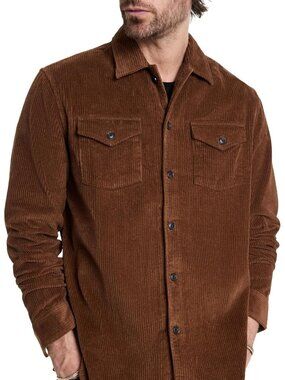 John Varvatos Men's Large Bauer Button Front Overshirt Corduroy Shacket NEW